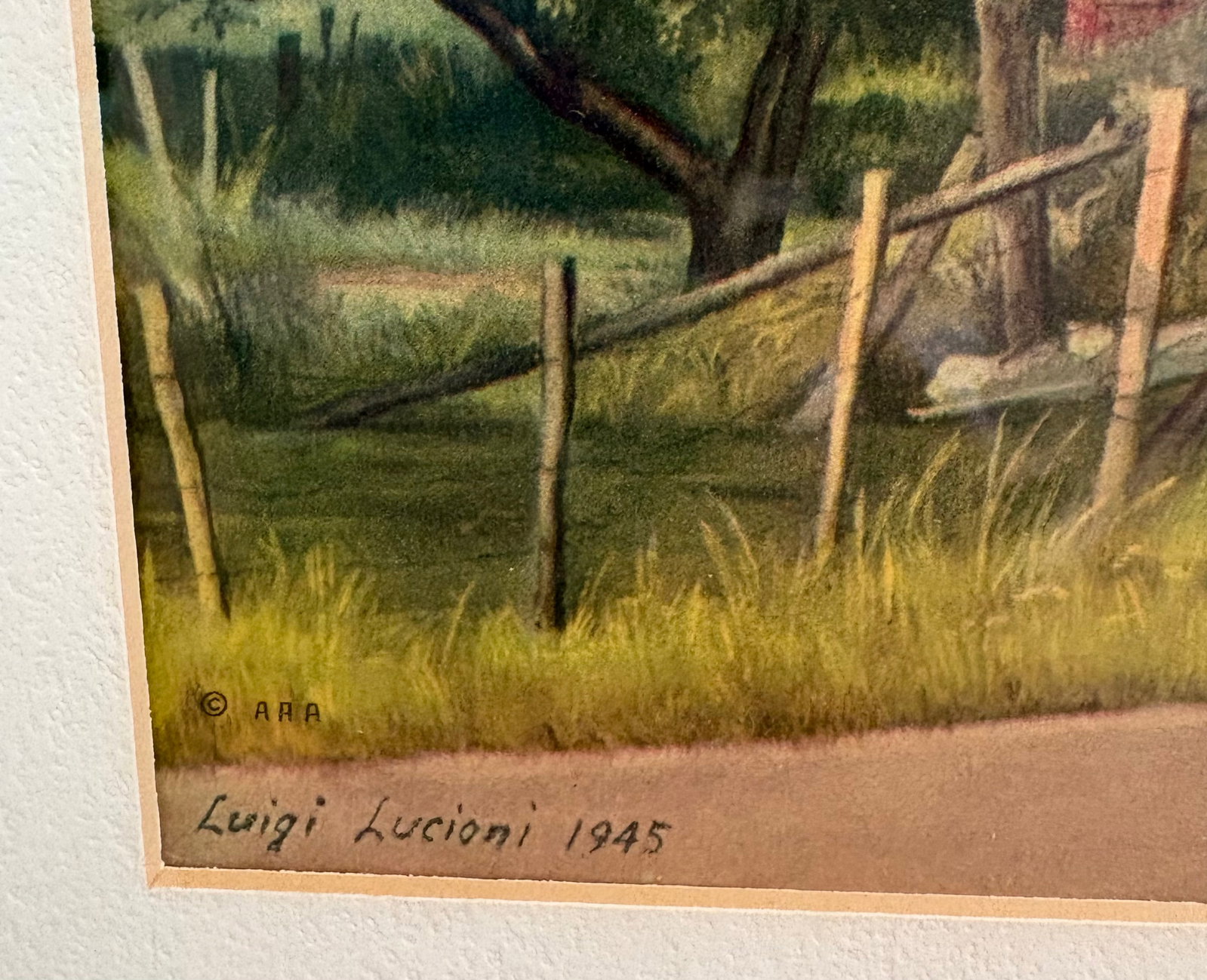 Vintage Luigi Lucioni 1945 Red Barn Series Original Frame - 3