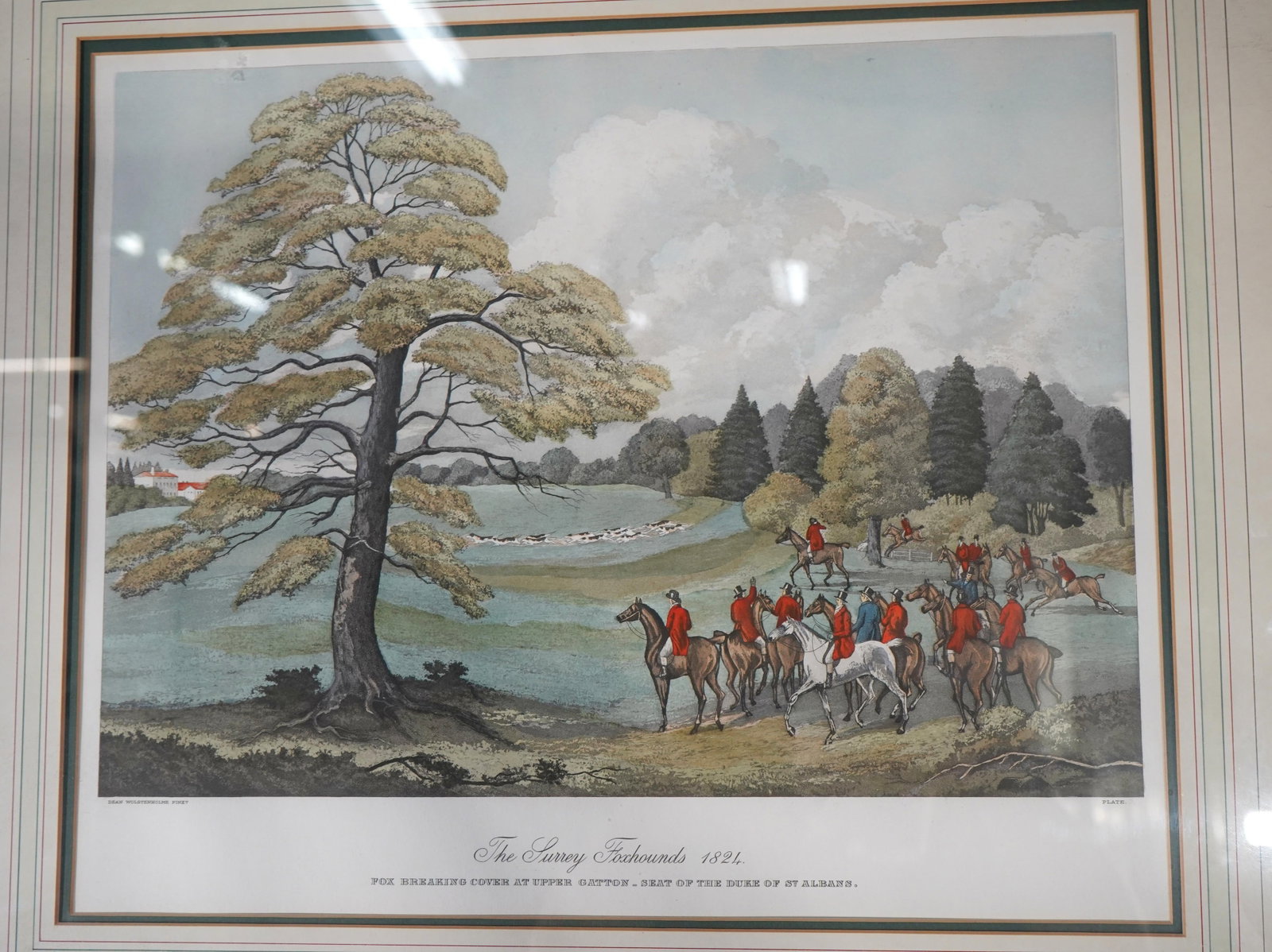 Hunt Scene Engraving of the Surrey Fox Hounds 1824 - 7