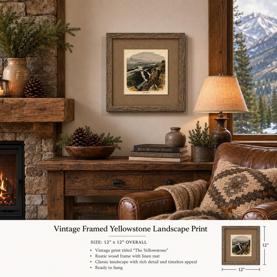 Yellowstone, Wyoming Original Landscape Framed Print, 1872 - 2