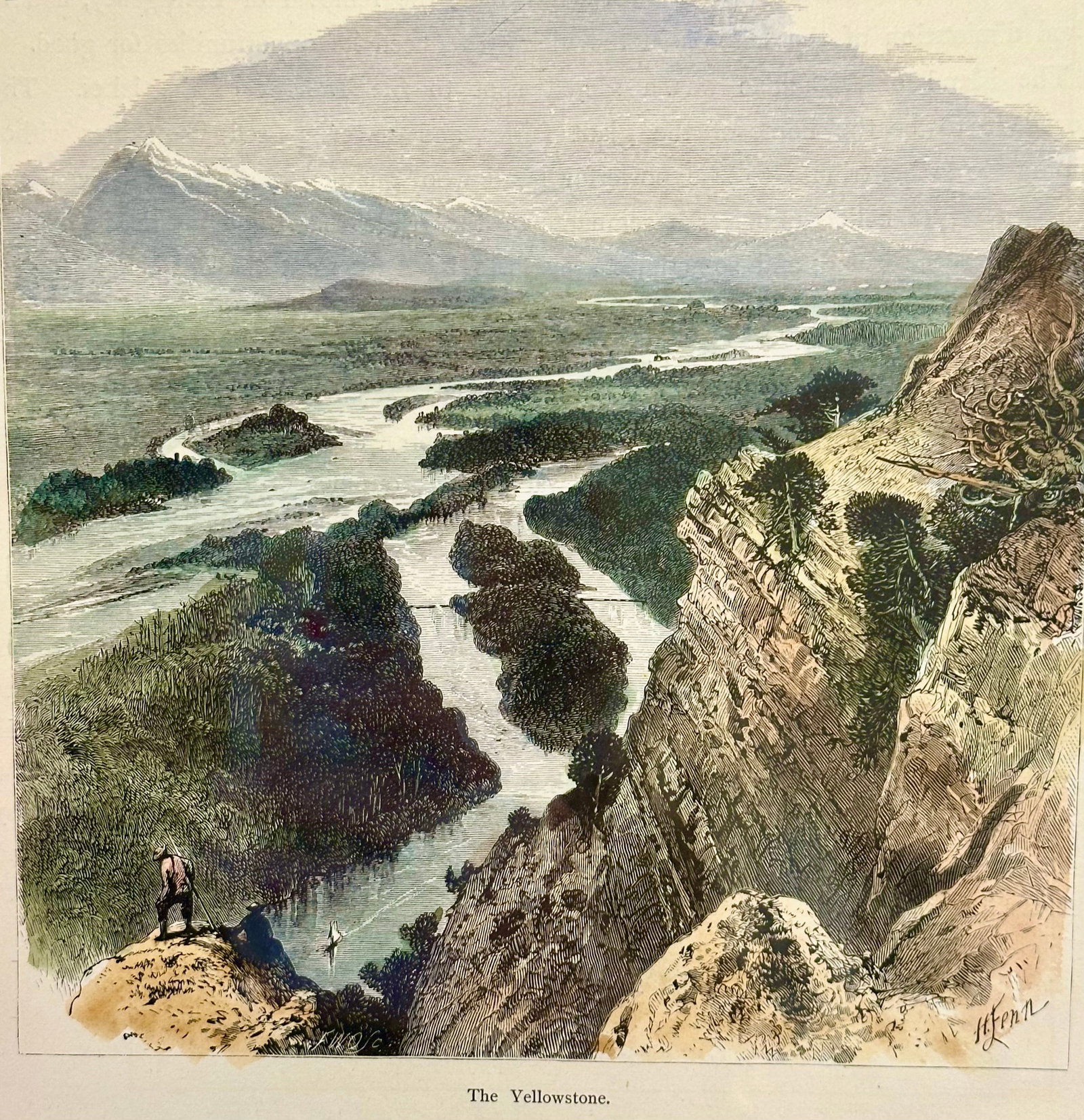 Yellowstone, Wyoming Original Landscape Framed Print, 1872 - 4