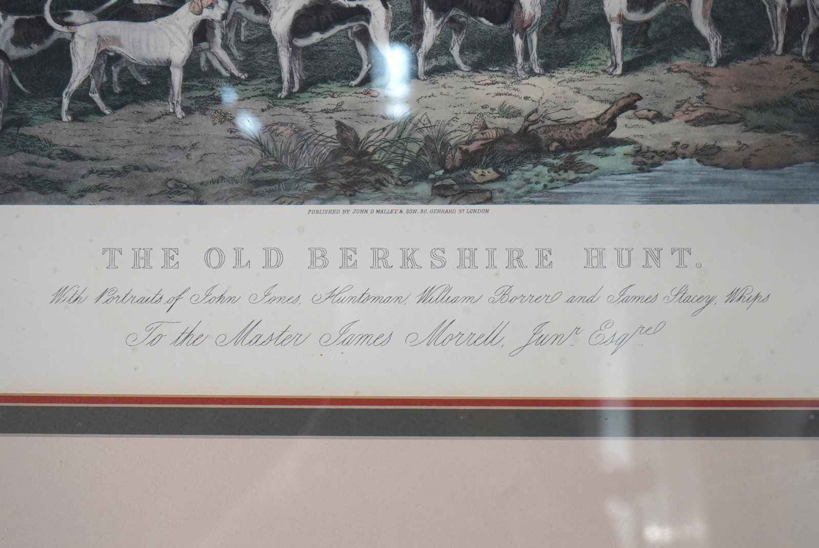 Vintage Framed Engraving Print of Horses & Dogs Hunt Scene - 6
