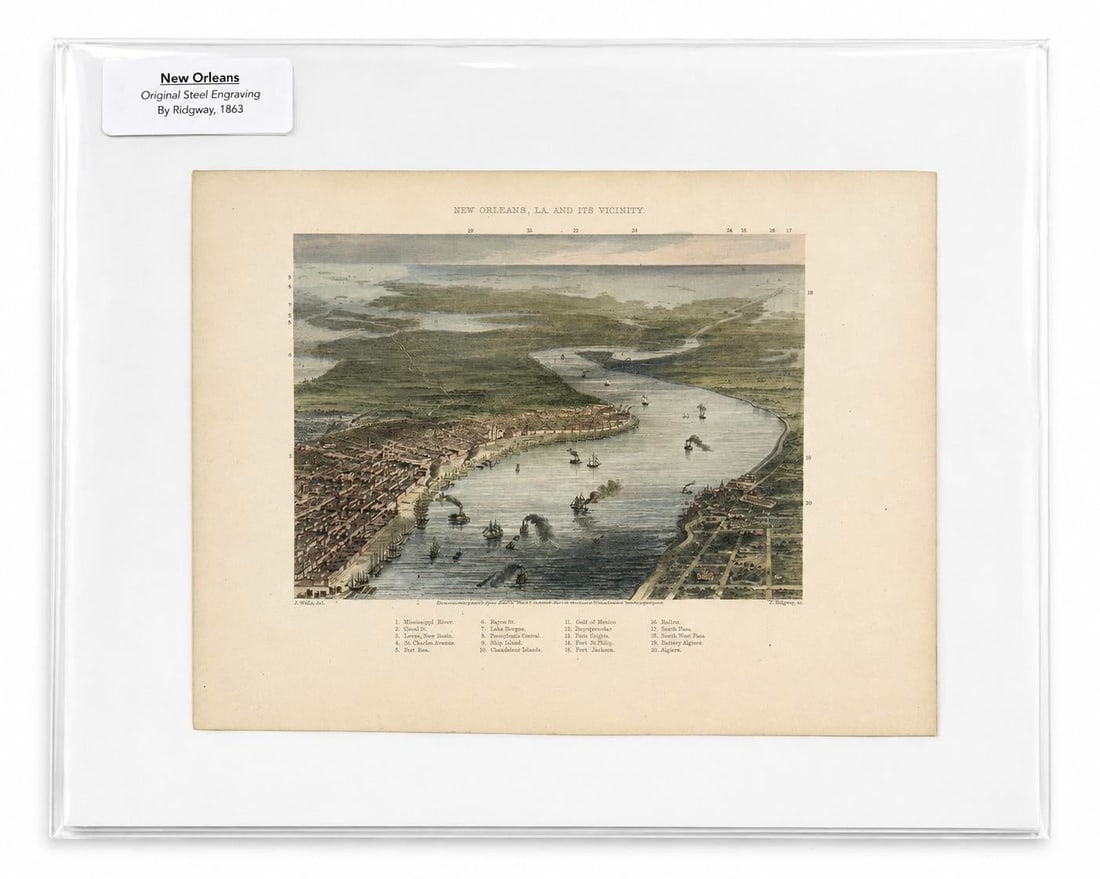 New Orleans, Louisiana and Vicinity Original Steel Engraving, by Ridgway, 1863 - 3