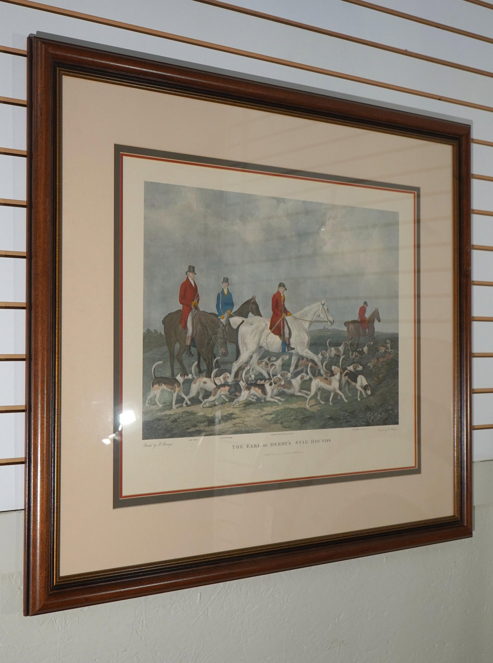 Framed Engraving Print of Stag Hounds Hunt Scene - 2