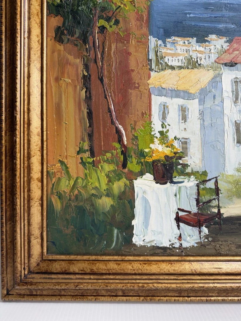 Late 20th Century Stunning Original Oil Painting On Canvas, Mediterranean Coastal Scene 29x41 - 2