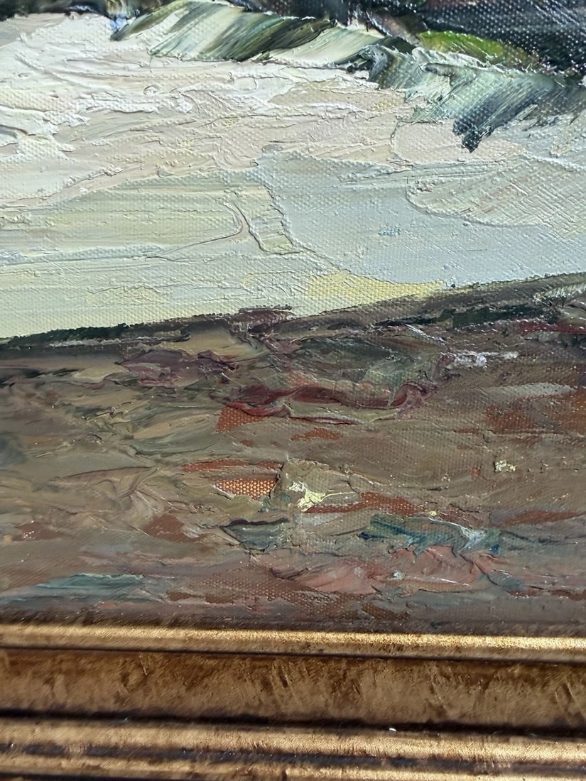 Late 20th Century Stunning Original Oil Painting On Canvas, Mediterranean Coastal Scene 29x41 - 9