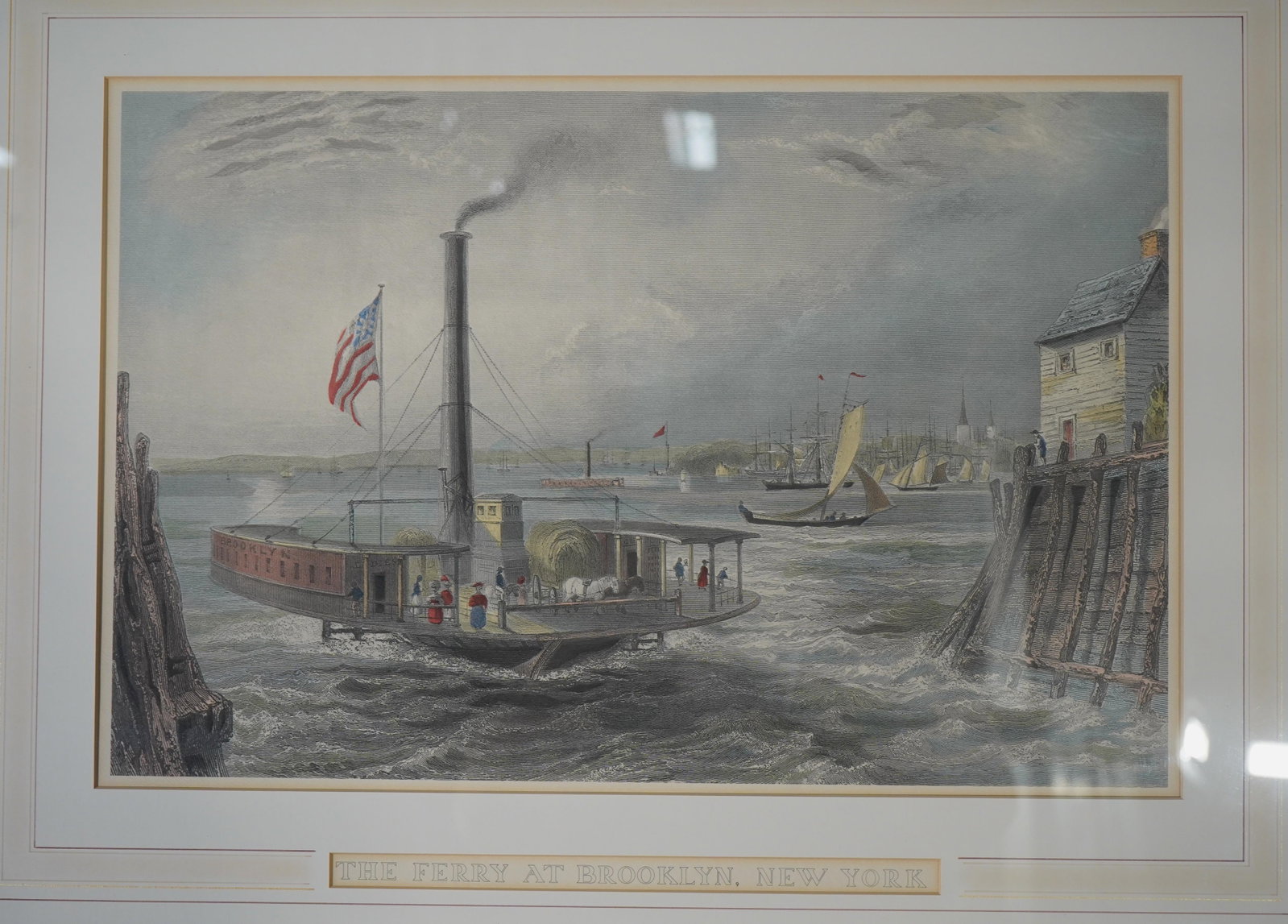 Engraving Print of Ferry in New York - 3