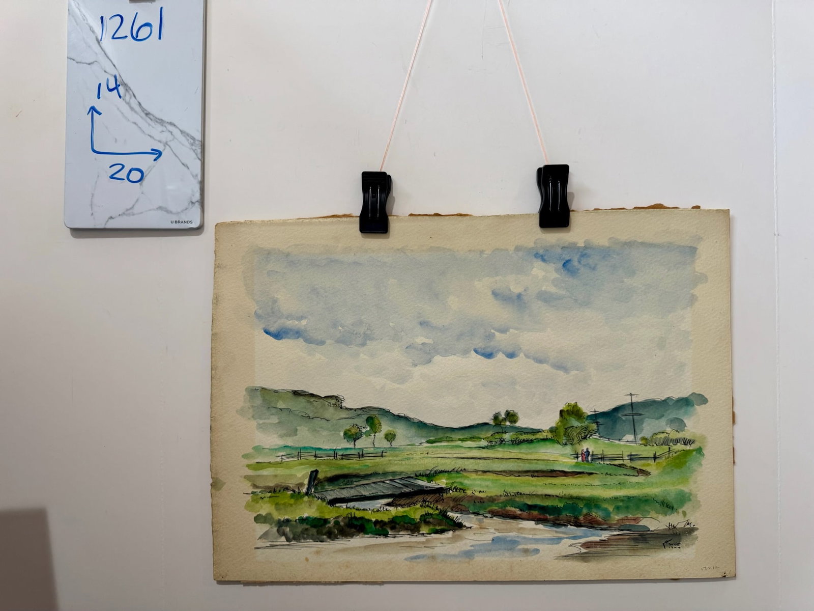 Henry Emil Salloch Original Watercolor on Paper Country Pasture, 1944. - 6