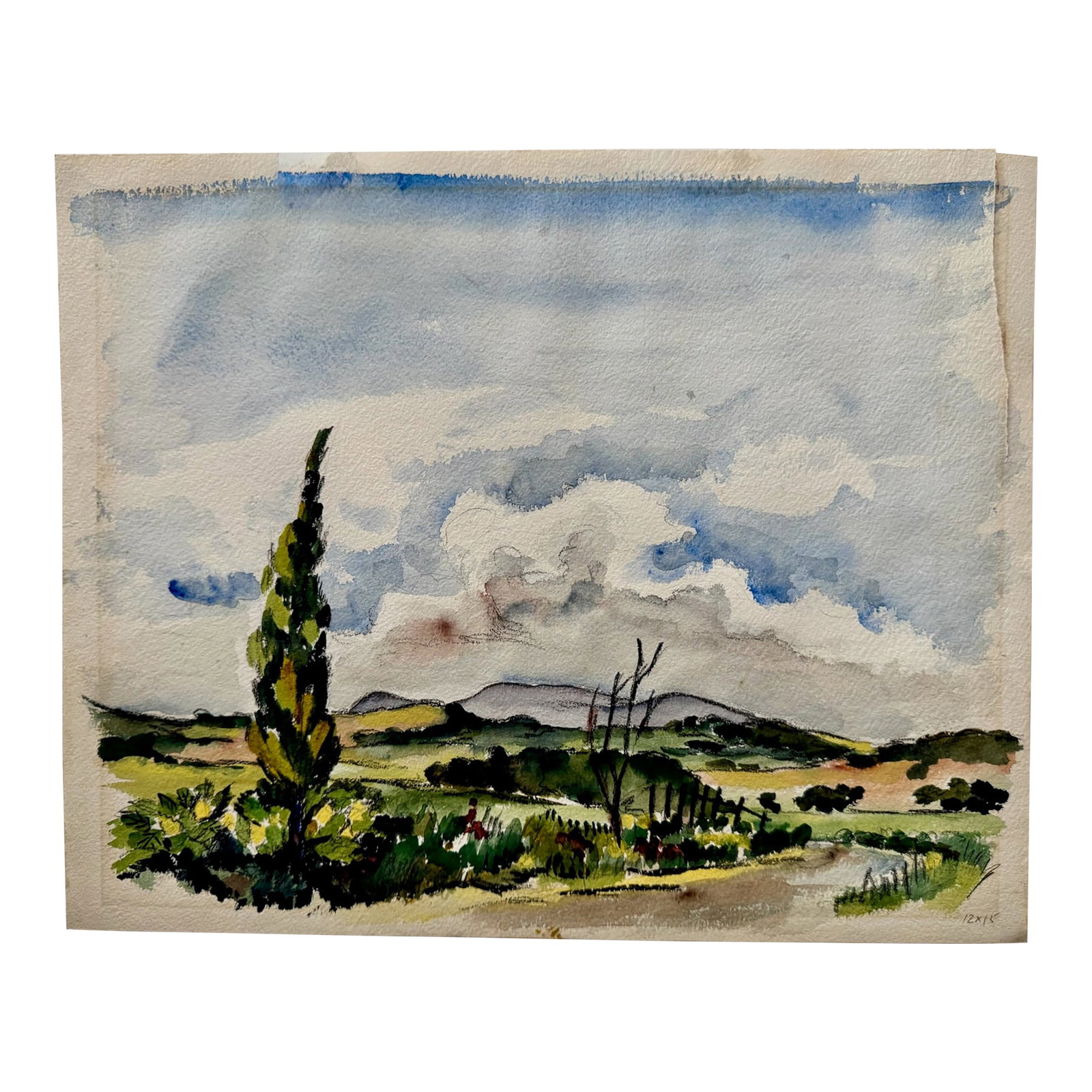 1950s Henry Emil Salloch Original Watercolor on Paper Country Ridge. (1 of 6)