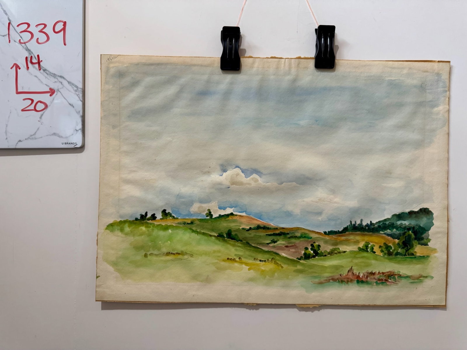 Henry Emil Salloch Original Watercolor on Paper Pastoral Green Hills, 1942. - 6