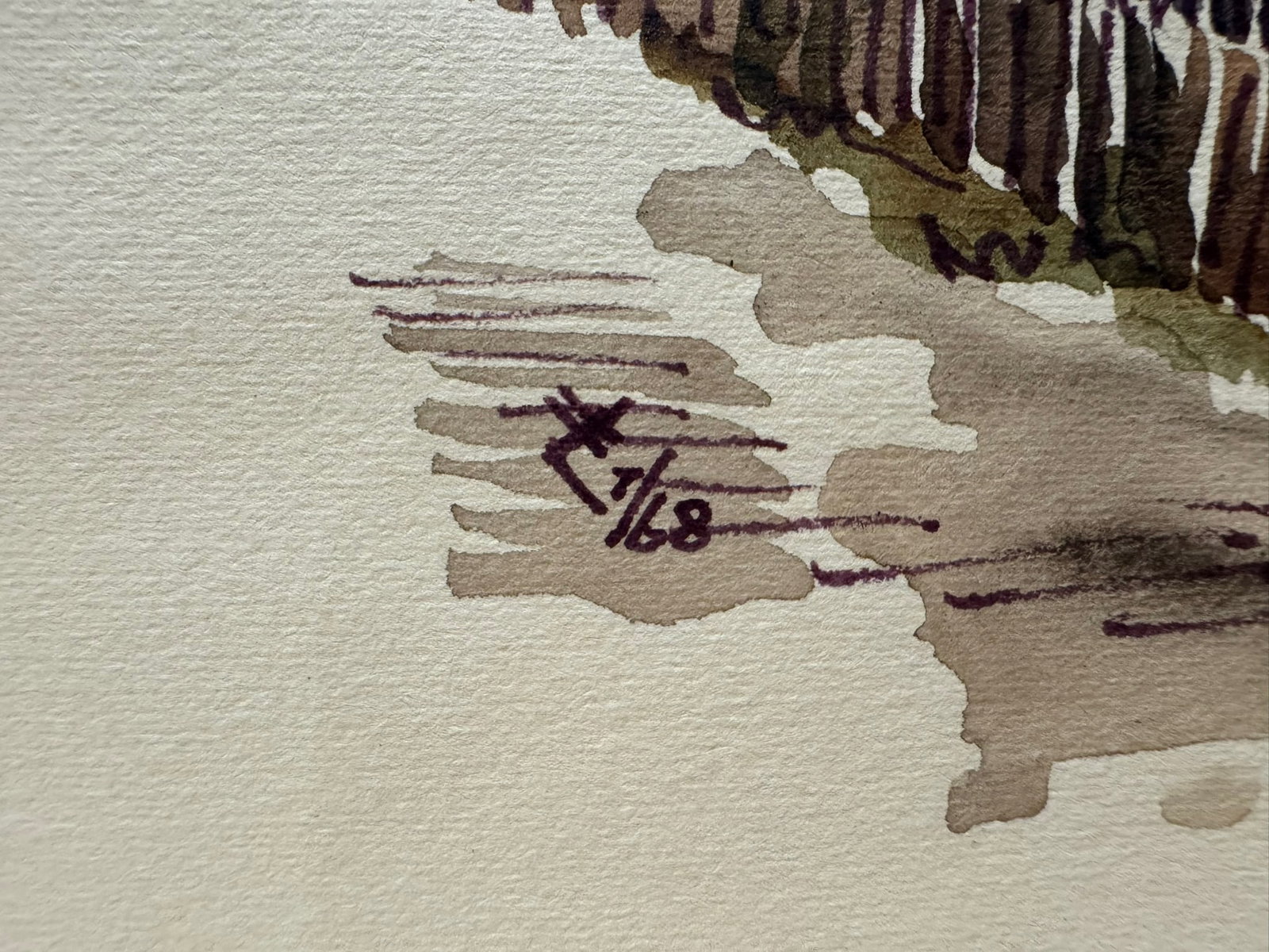Henry Emil Salloch Original Watercolor on Paper Modernist European Village Church, 1968. - 4