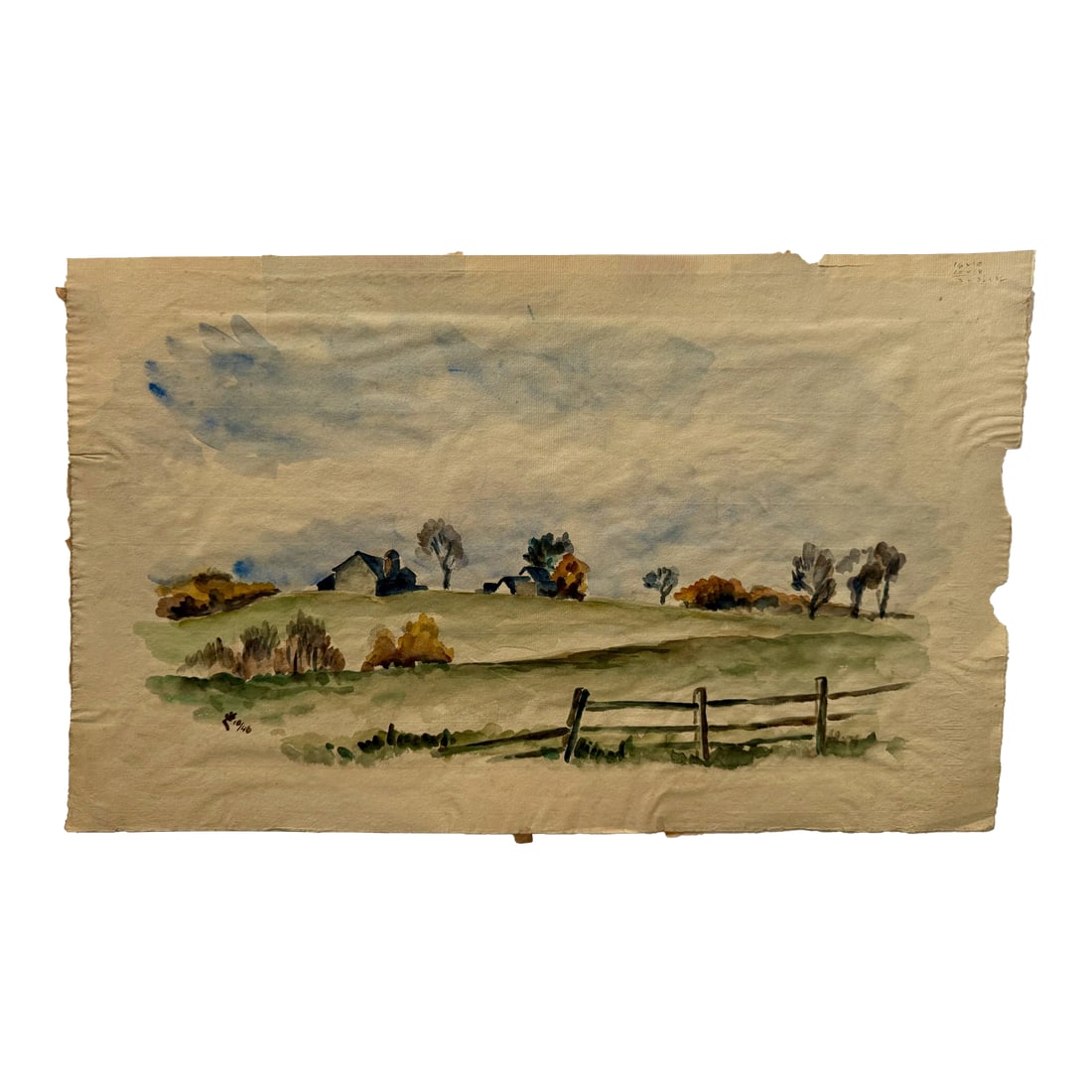 Henry Emil Salloch Original Watercolor on Paper Woodland Creek and Evergreens, 1946.: Original watercolor on paper by Henry Emil Salloch, also known as Heinz Emil Salloch, the German-born American artist and graphic designer who emigrated to the United States in 1937. This unframed wor