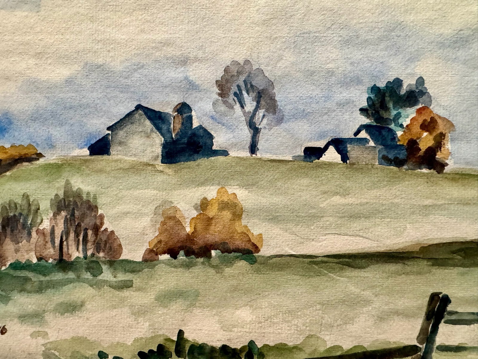 Henry Emil Salloch Original Watercolor on Paper Woodland Creek and Evergreens, 1946. - 2