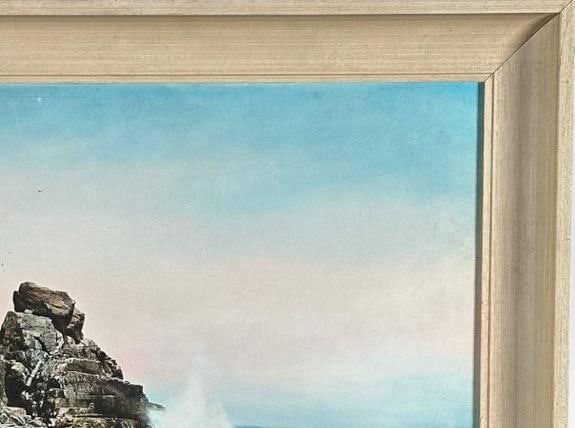 Charles Henry Sawyer Signed Lacquered Hand Colored Photograph Bald Head Cliff Maine - 7
