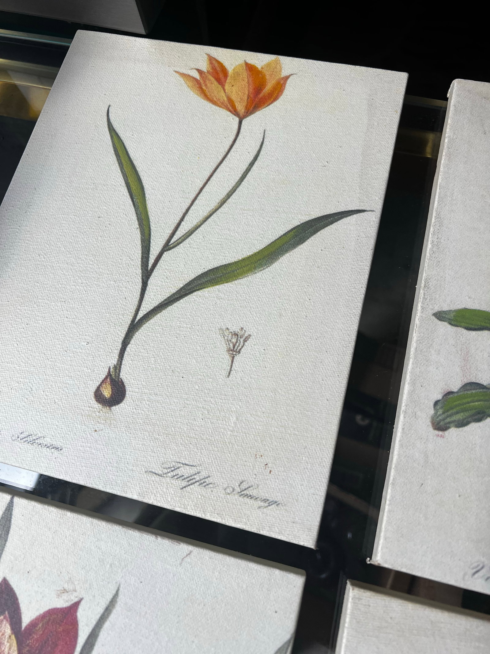 1970s Collection of Floral Signed Prints on Canvas - Set of 4 - 4