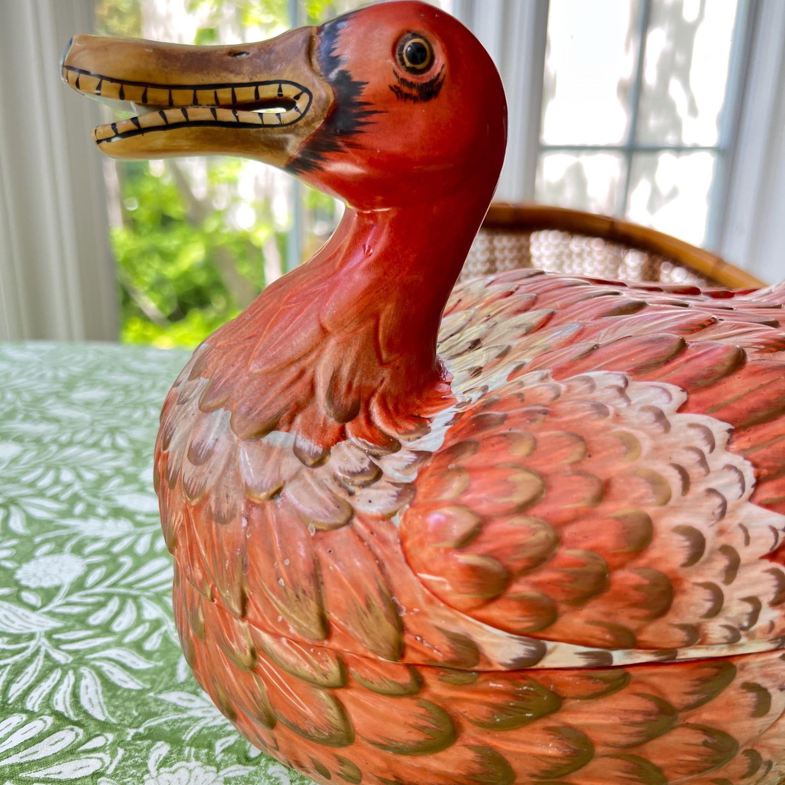 Mottahedeh Lowestoft Reproduction Peking Duck tureen // Chinoiserie duck // hand-painted // Made in - 2