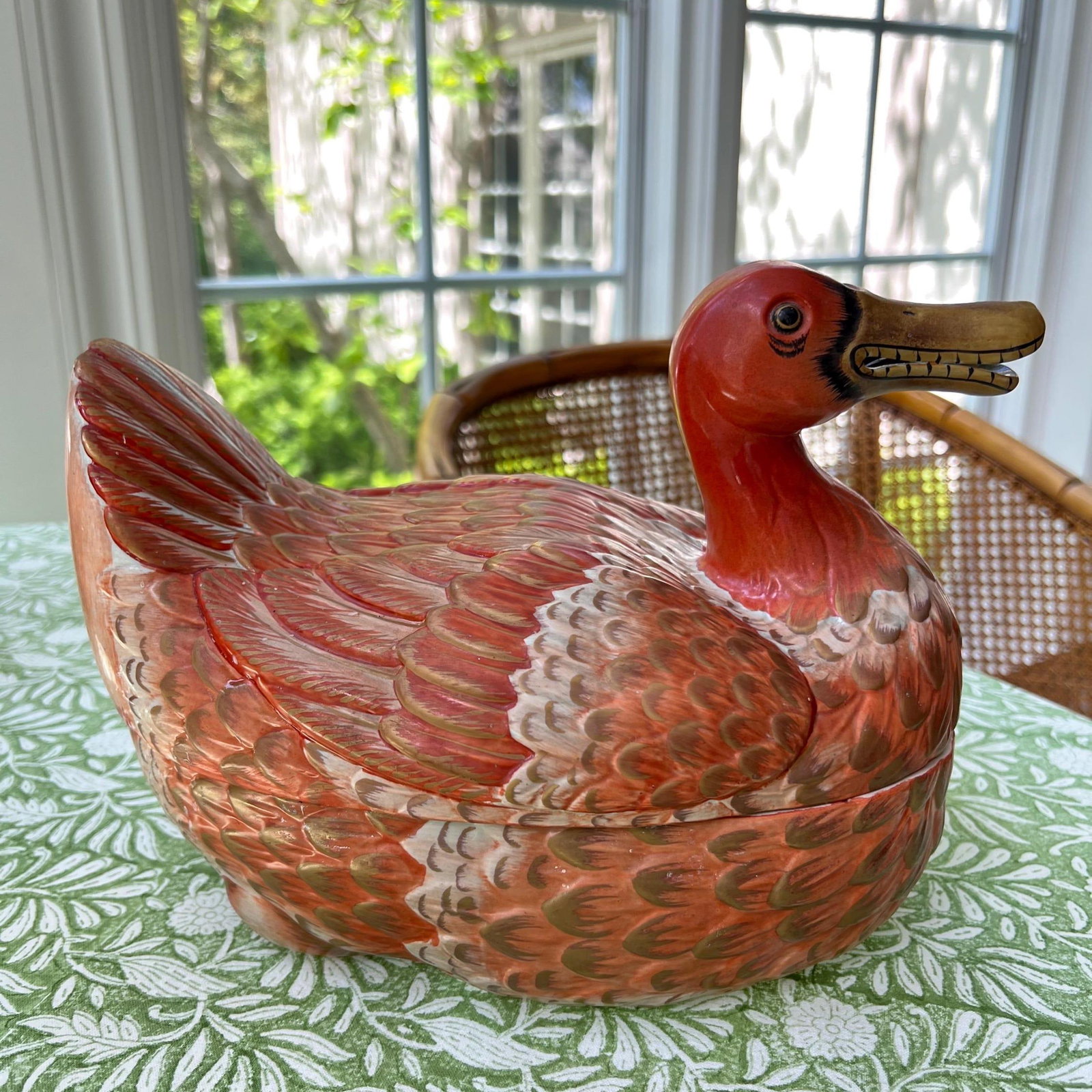 Mottahedeh Lowestoft Reproduction Peking Duck tureen // Chinoiserie duck // hand-painted // Made in - 4