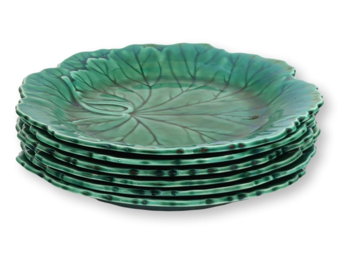 Early 20th Century Wedgwood Green Majolica Plates, Set of 6 - 2