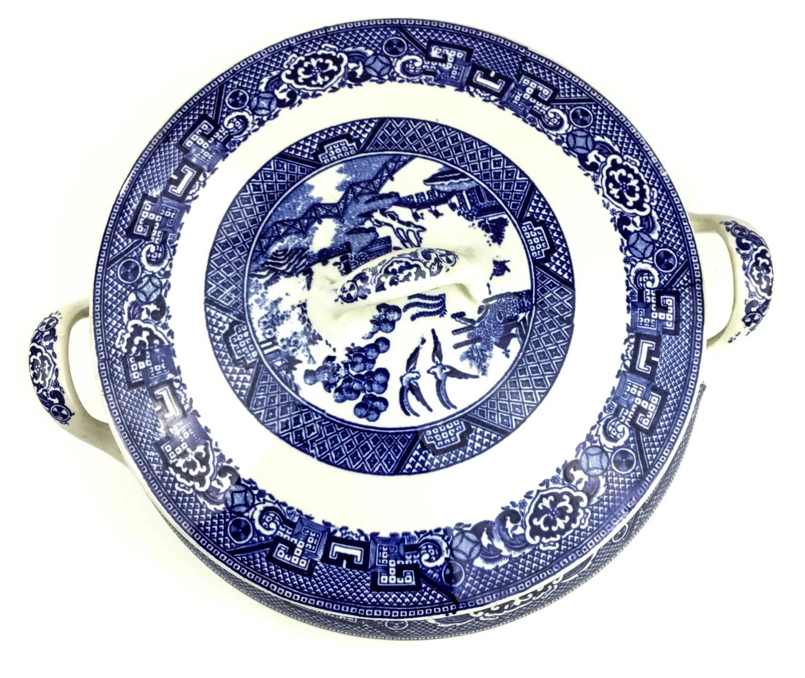 Vintage Covered Porcelain Casserole Dish Blue Willow Empress Design - 5