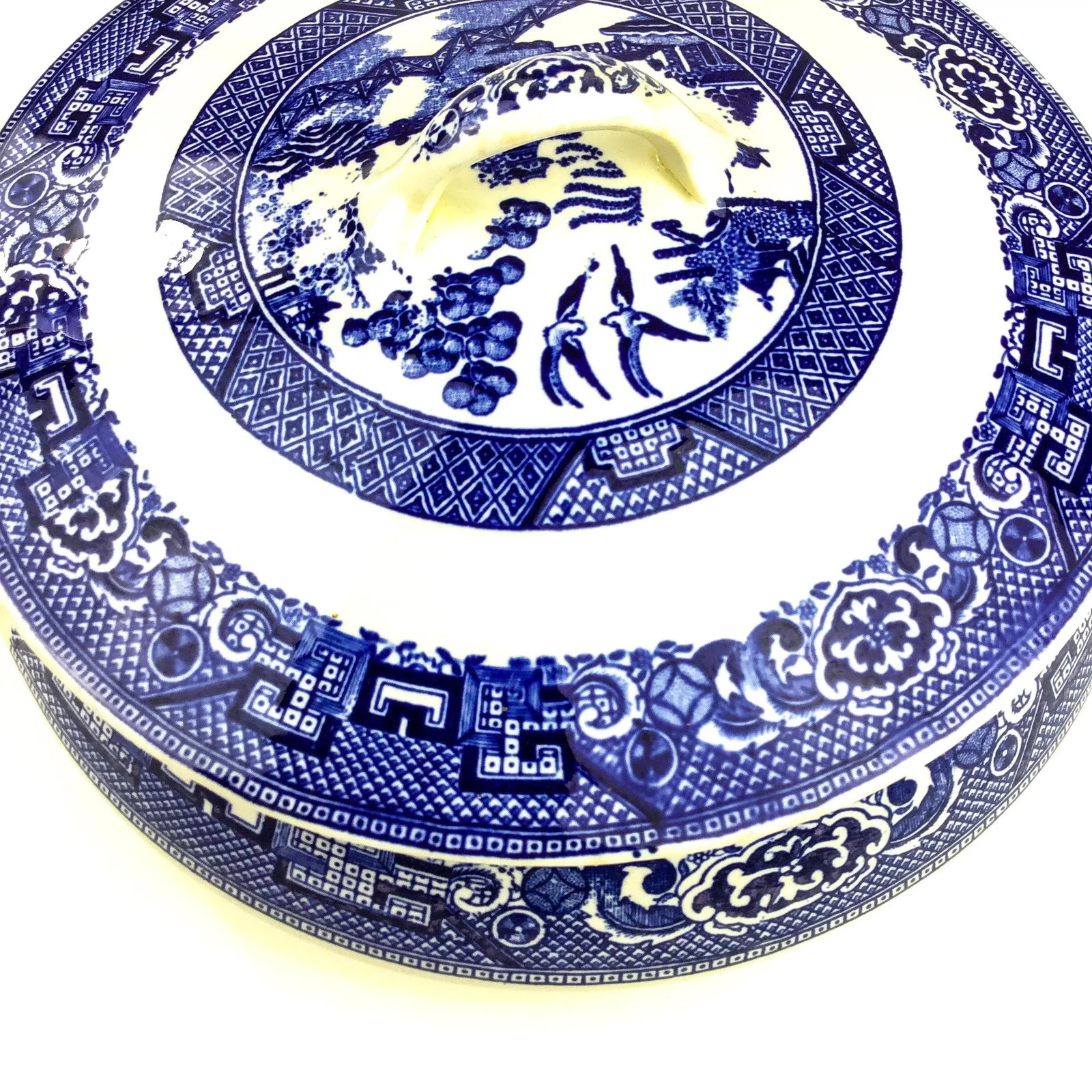 Vintage Covered Porcelain Casserole Dish Blue Willow Empress Design - 7