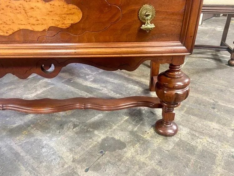 Early 20th Century Antique Spanish Revival Walnut and Burlwood China Cabinet - 7