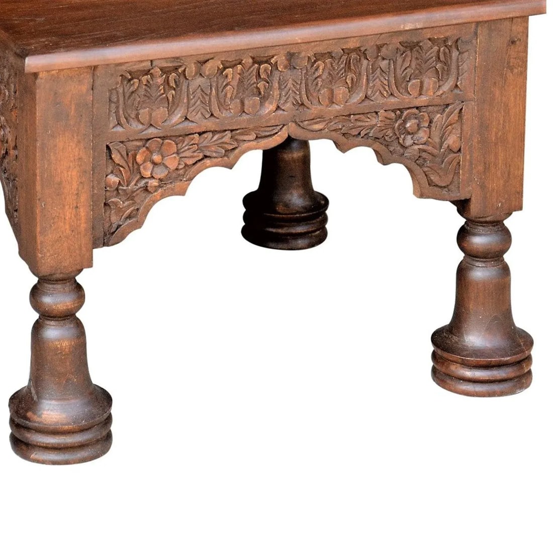 Vintage Carving Repurposed End Table| Solid Wood Square Side Table| Farmhouse Country Ranch Occasion - 3