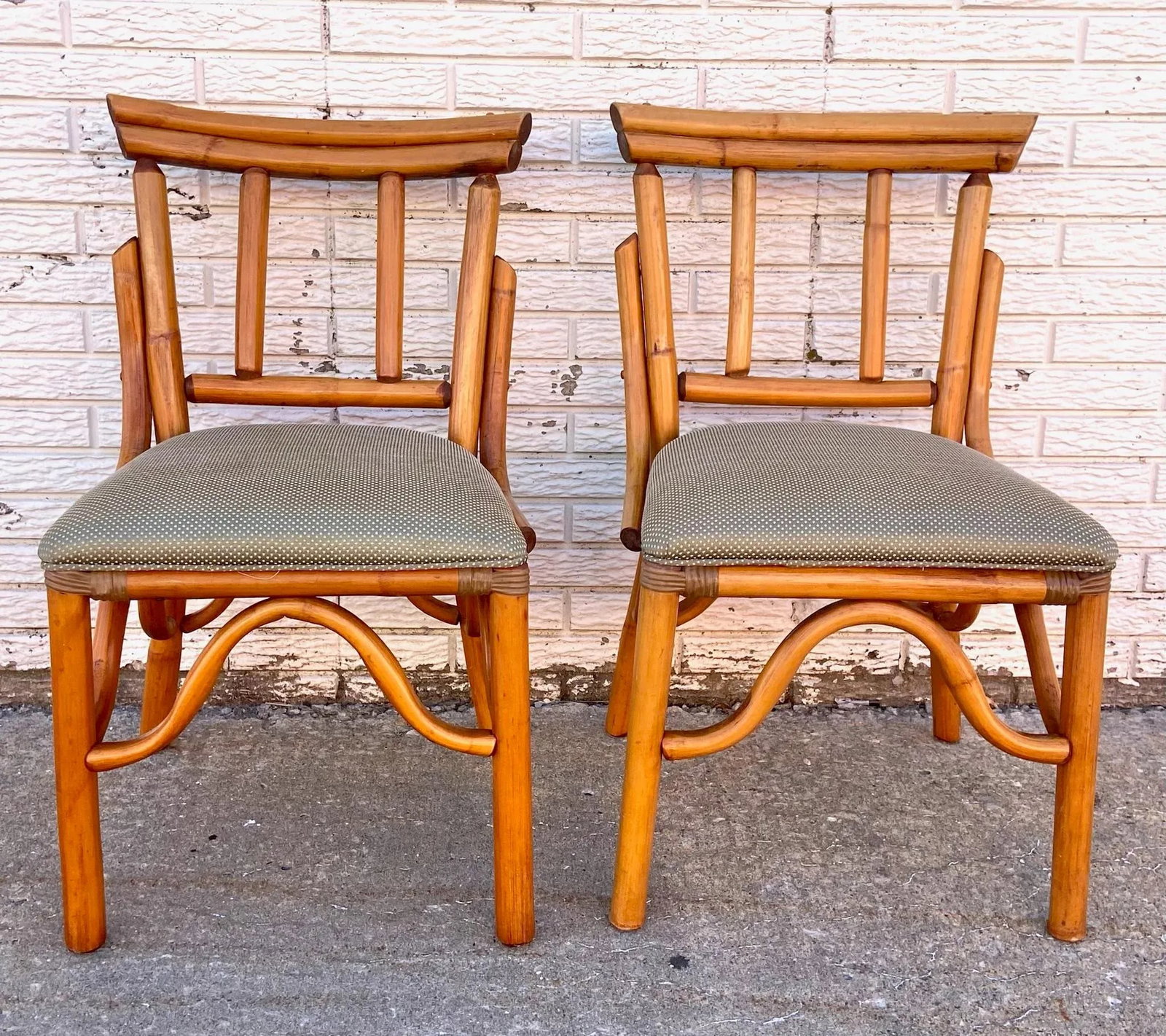 Vintage Ficks Reed Style Rattan Accent Chairs - Pair - 2