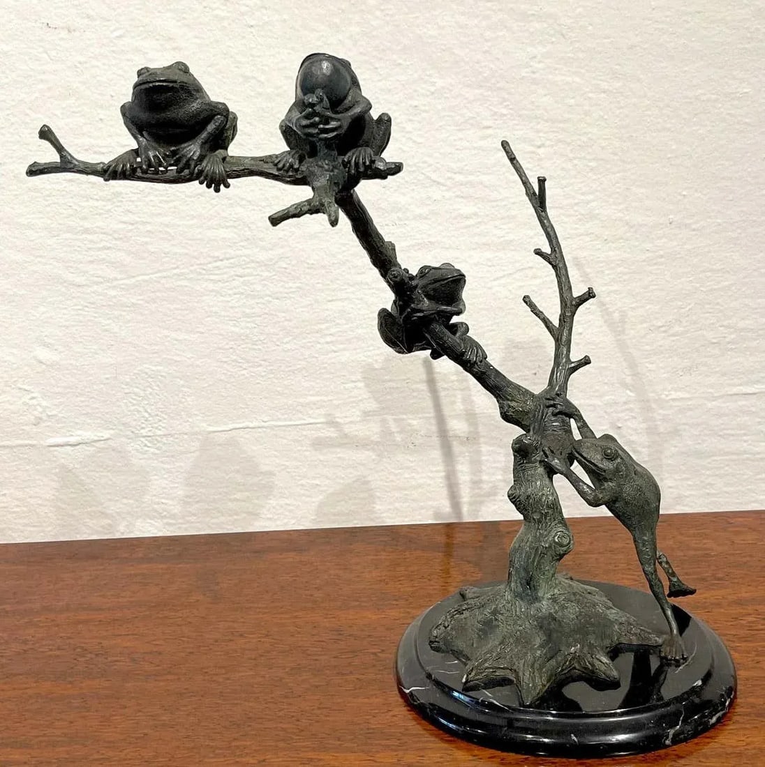 Late 20th Century Modern Landscape Bronze of Tree Frogs - 5
