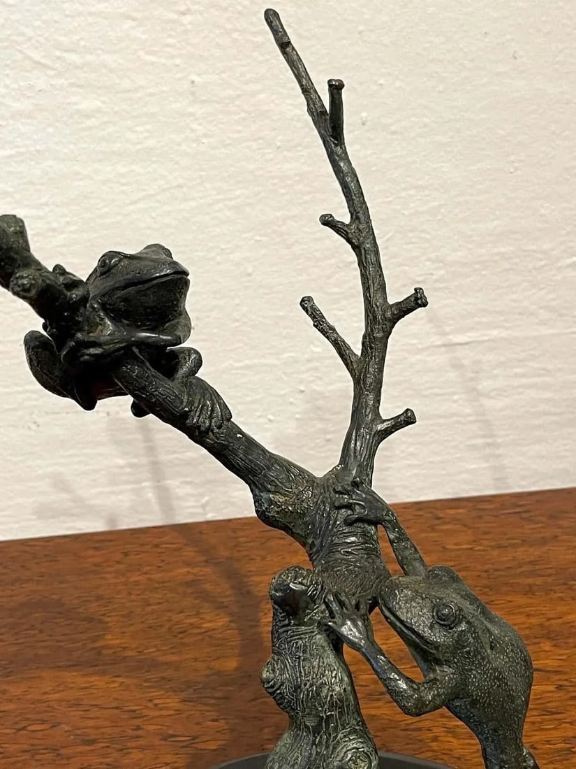 Late 20th Century Modern Landscape Bronze of Tree Frogs - 6