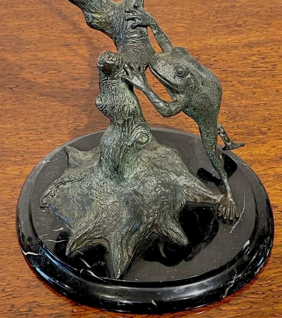 Late 20th Century Modern Landscape Bronze of Tree Frogs - 7