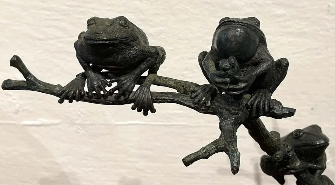Late 20th Century Modern Landscape Bronze of Tree Frogs - 9