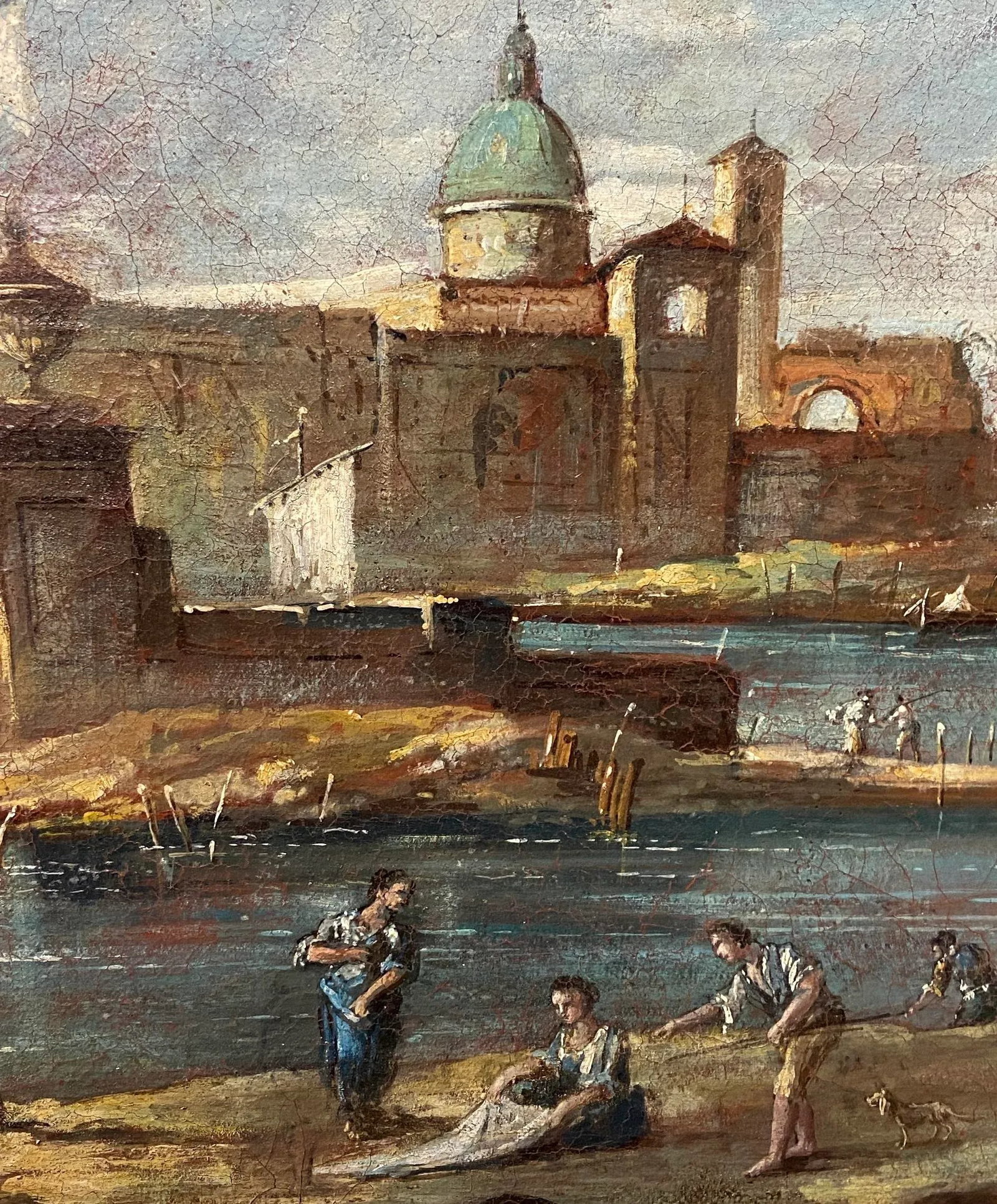 19th Century Italian Oil on Canvas Painting, Style of Guardi - 5