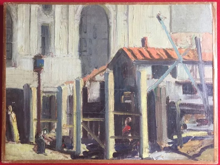 1920's Impressionist Oil Painting of a Roman City Street Scene Signed Chapman - 3