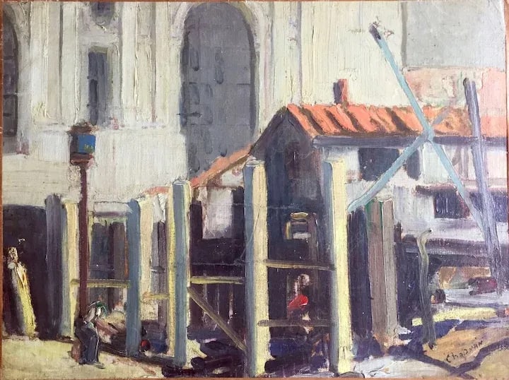 1920's Impressionist Oil Painting of a Roman City Street Scene Signed Chapman - 4
