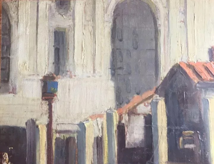 1920's Impressionist Oil Painting of a Roman City Street Scene Signed Chapman - 5