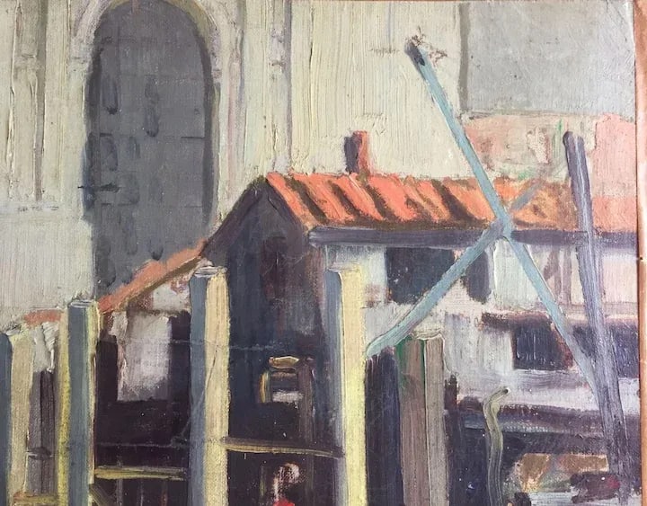 1920's Impressionist Oil Painting of a Roman City Street Scene Signed Chapman - 6