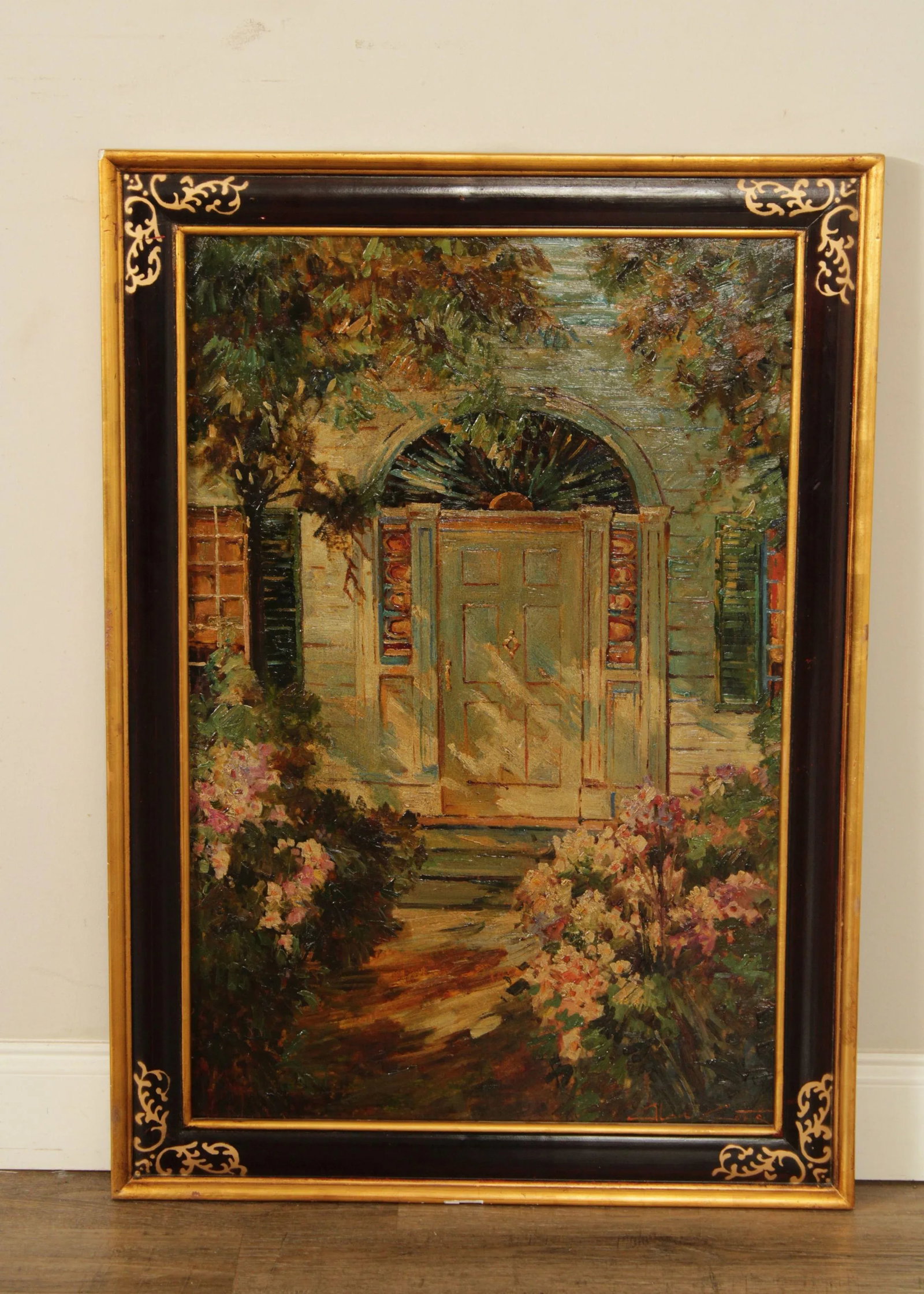 Alan Cote Cottage Floral Garden Original Oil Painting - 2