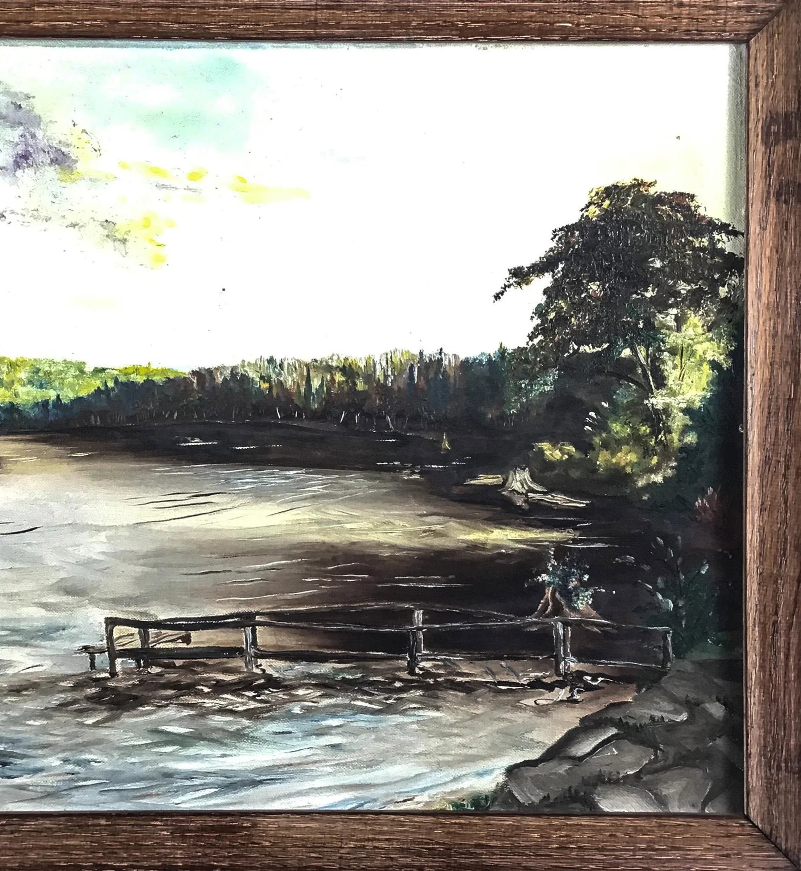 1951 MCM Oak Frame Oil Painting - 2
