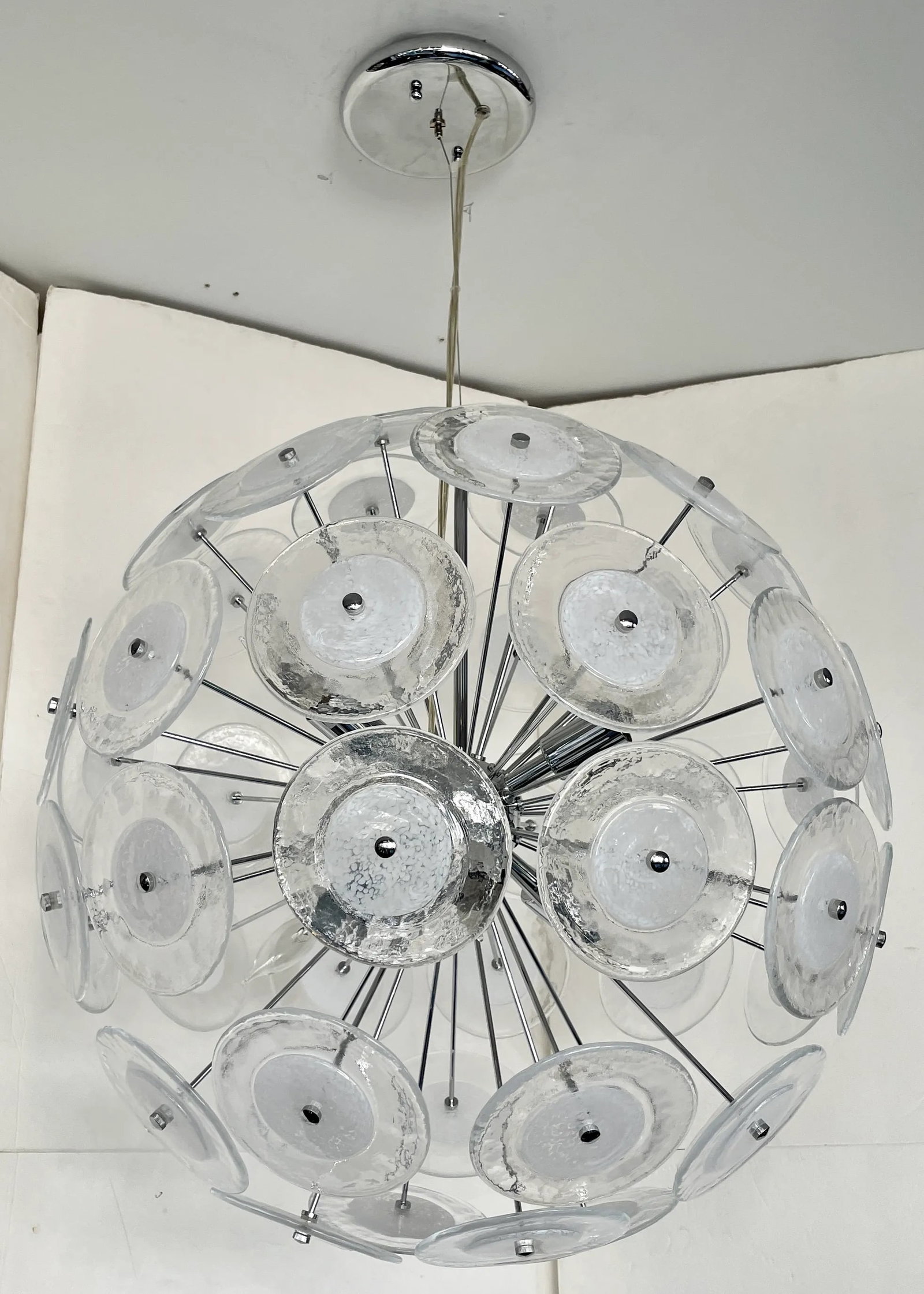 Large Italian Murano Glass Disc Sputnik Chandelier - 2
