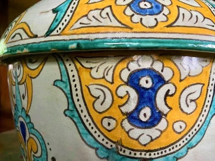 Mid 20th Century Large Fez Ceramic Lidded Jar From Morocco - 12