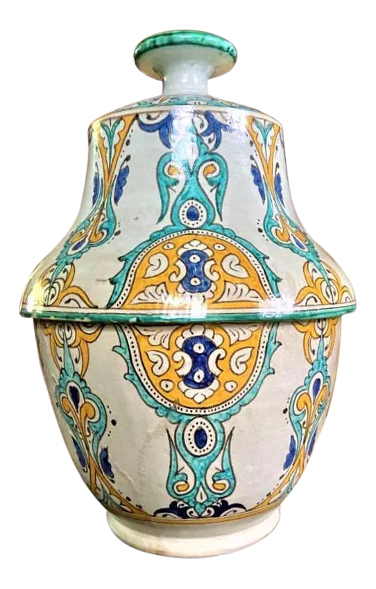 Mid 20th Century Large Fez Ceramic Lidded Jar From Morocco - 13