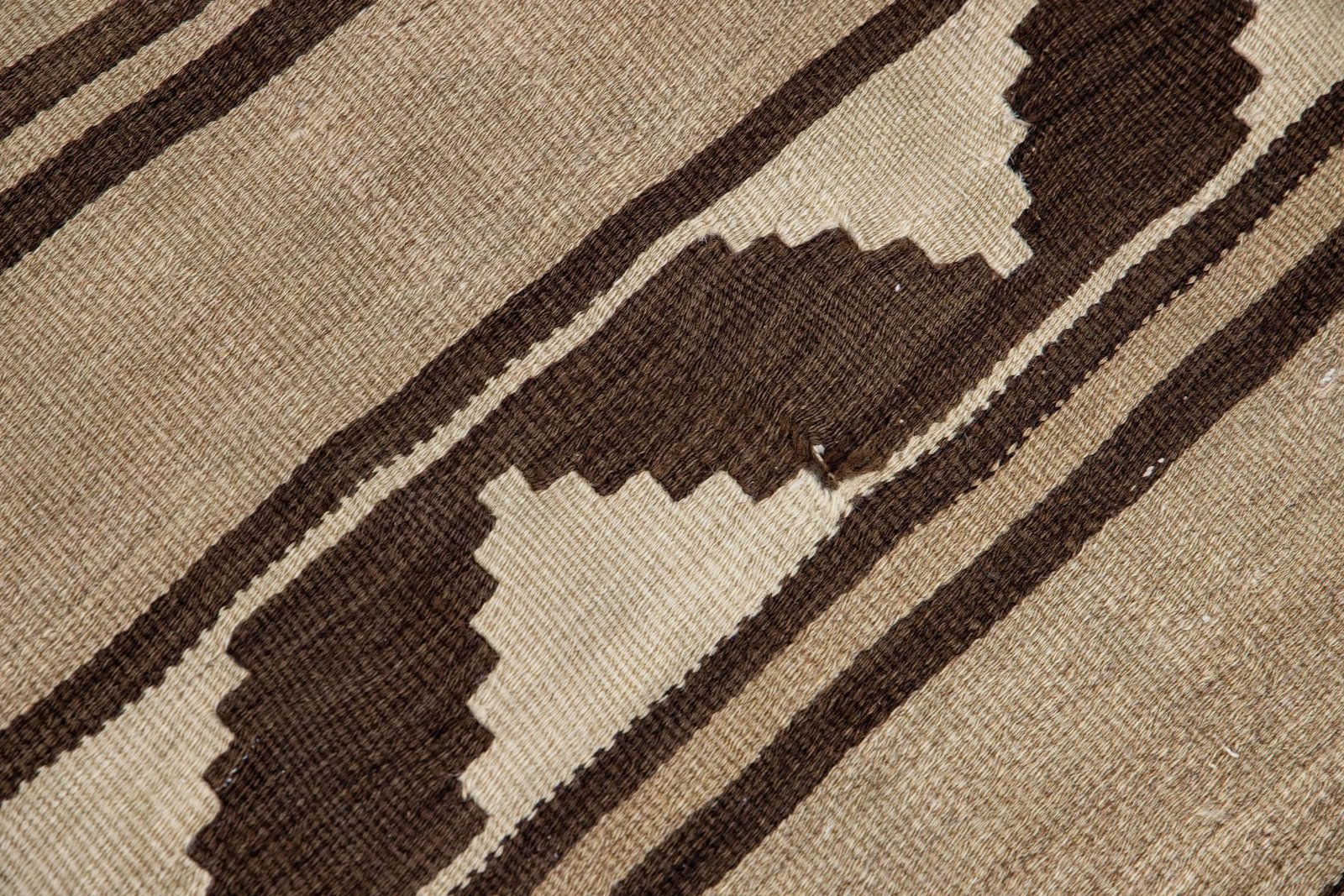 Vintage Kilim Red Handmade Flatweave Stripe Brown Wool Runner - 6