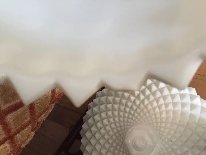 Vintage Milk Glass Covered Centerpiece Bowl with Saw Tooth Design - a Pair - 3