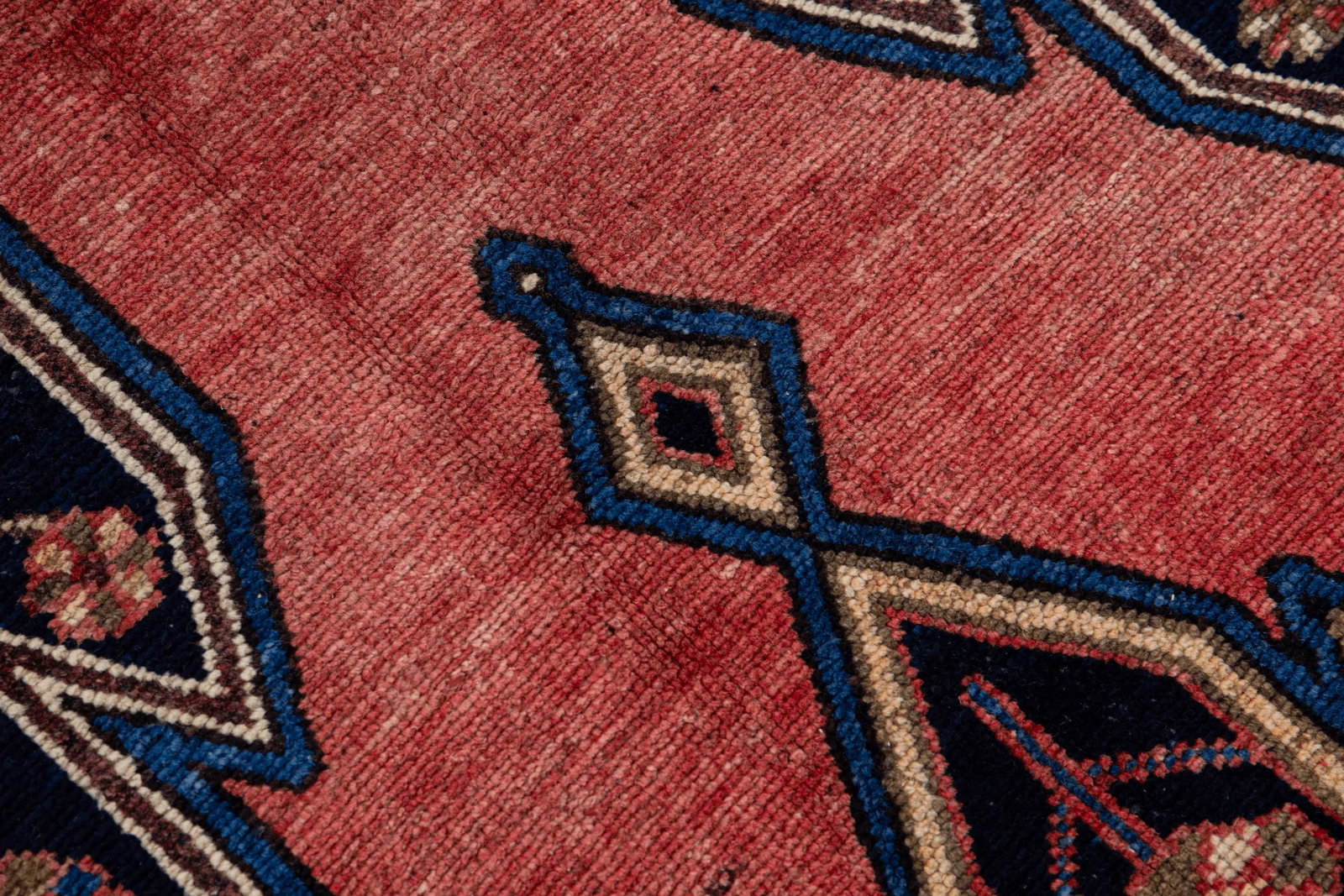Vintage Handmade Persian Red Geometric Wool Rug 4'2" X 6'3" - 10