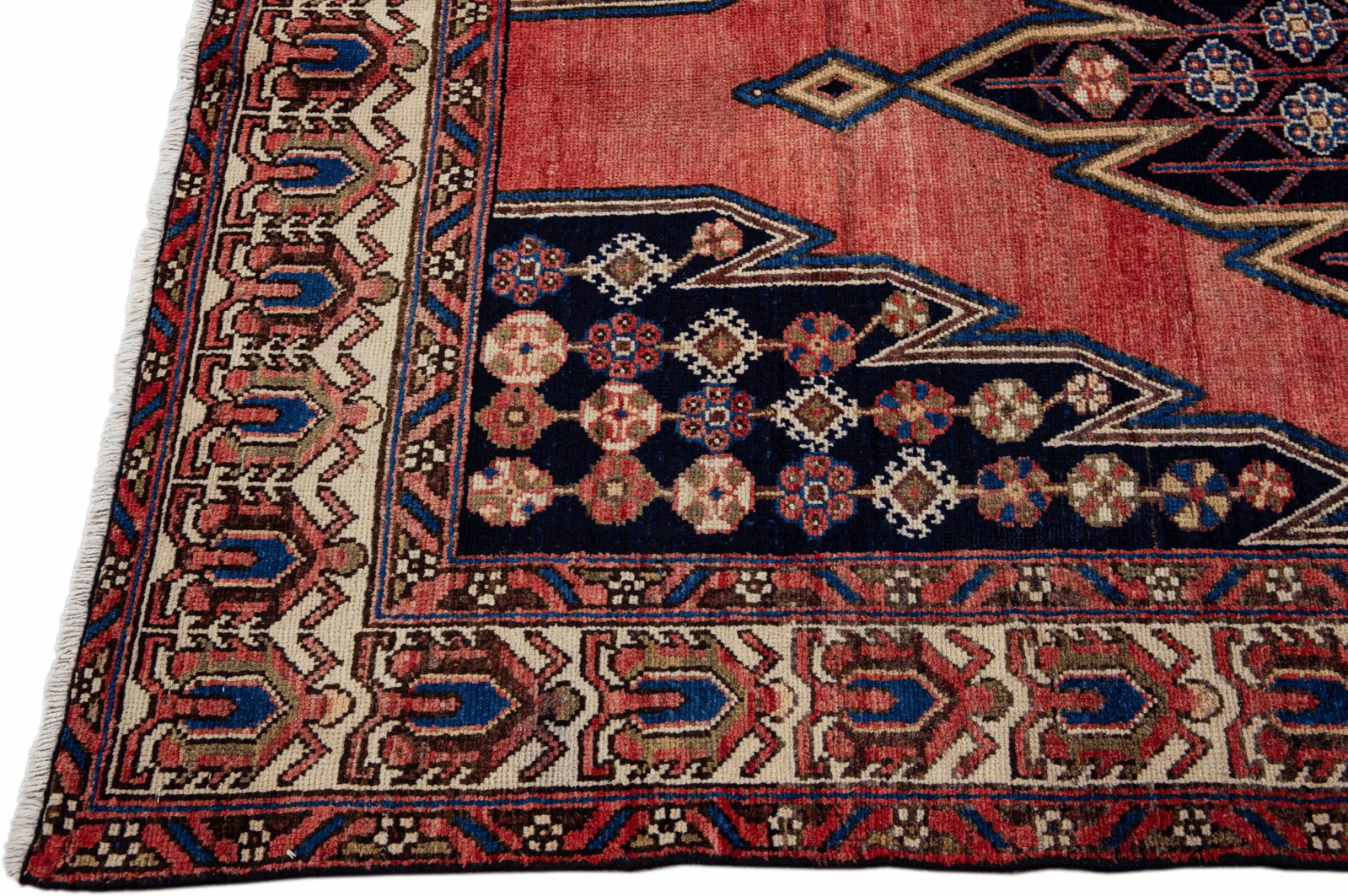 Vintage Handmade Persian Red Geometric Wool Rug 4'2" X 6'3" - 4