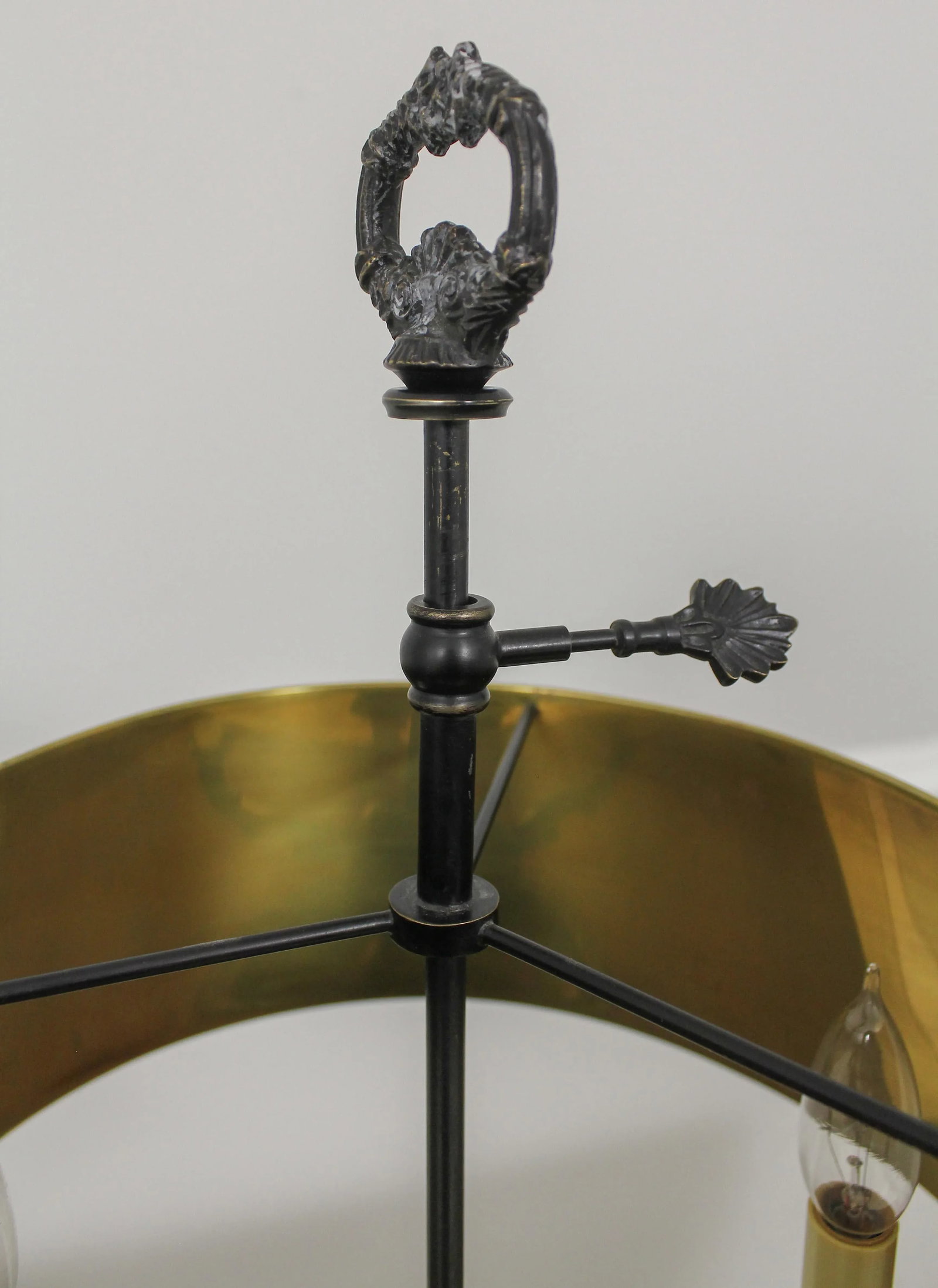 Bronze Finish Double Arm Table Lamp W. Tole Shade - 5