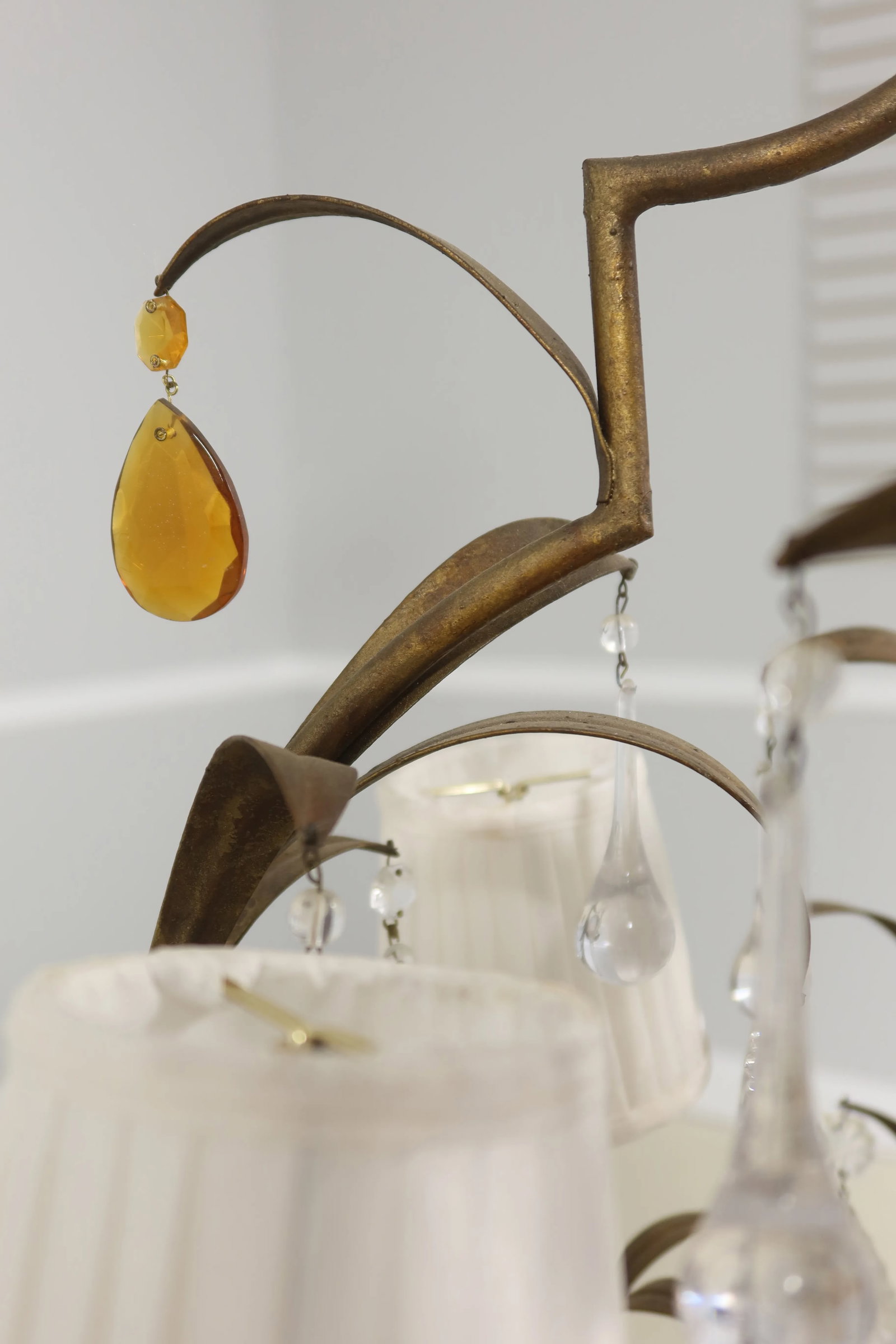 Currey & Co Gold Metal Chandelier W. Glass Fruit - 10