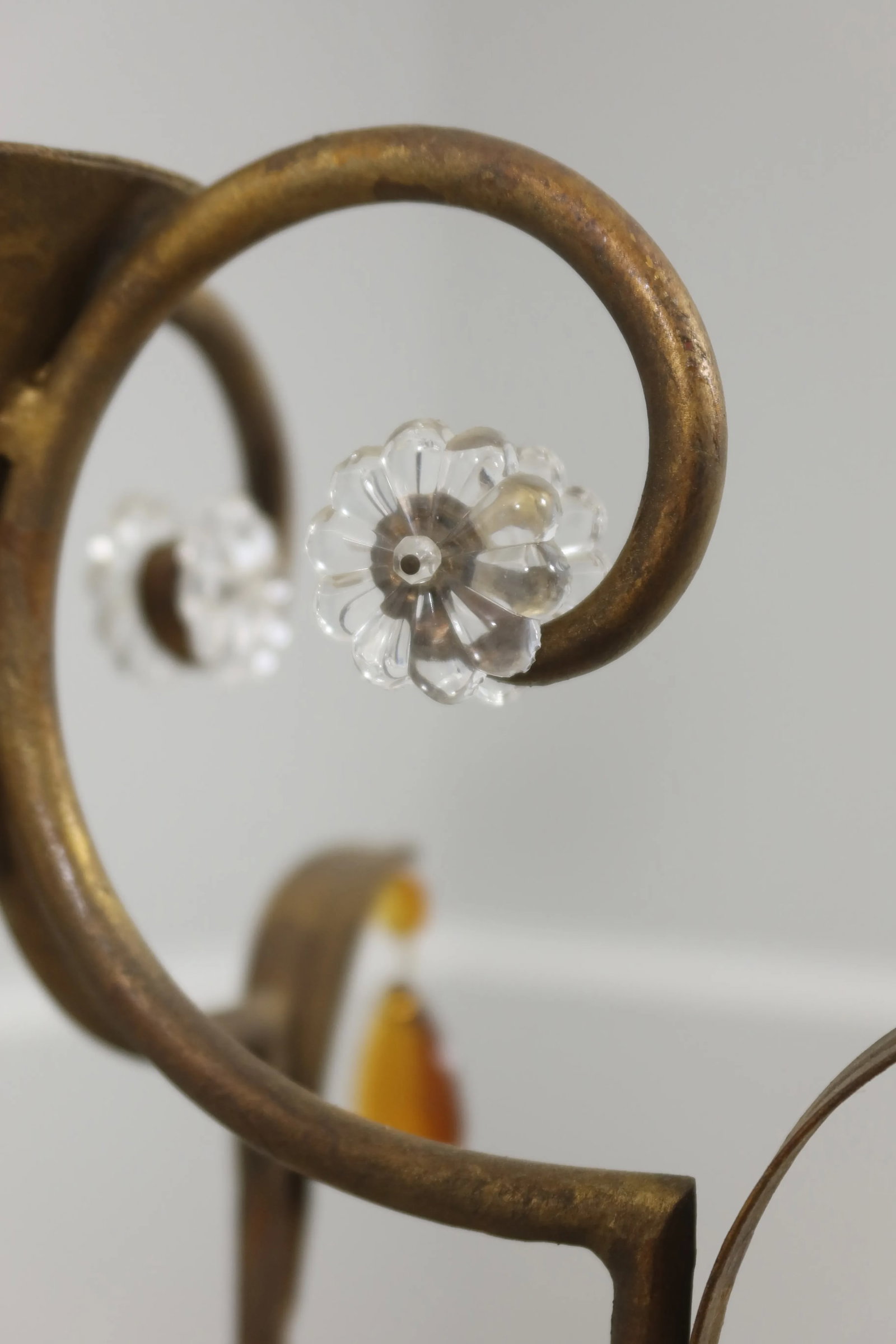 Currey & Co Gold Metal Chandelier W. Glass Fruit - 11