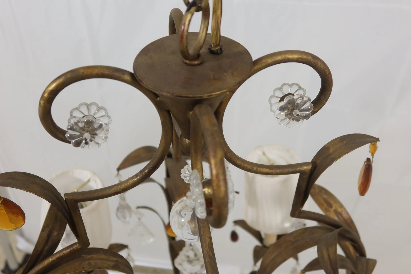 Currey & Co Gold Metal Chandelier W. Glass Fruit - 3