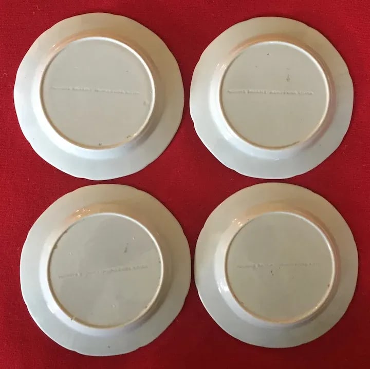 Antique Early 19th Century Mason's Patent Ironstone China Bread Plates with Gate & Peony - Set of 4 - 9