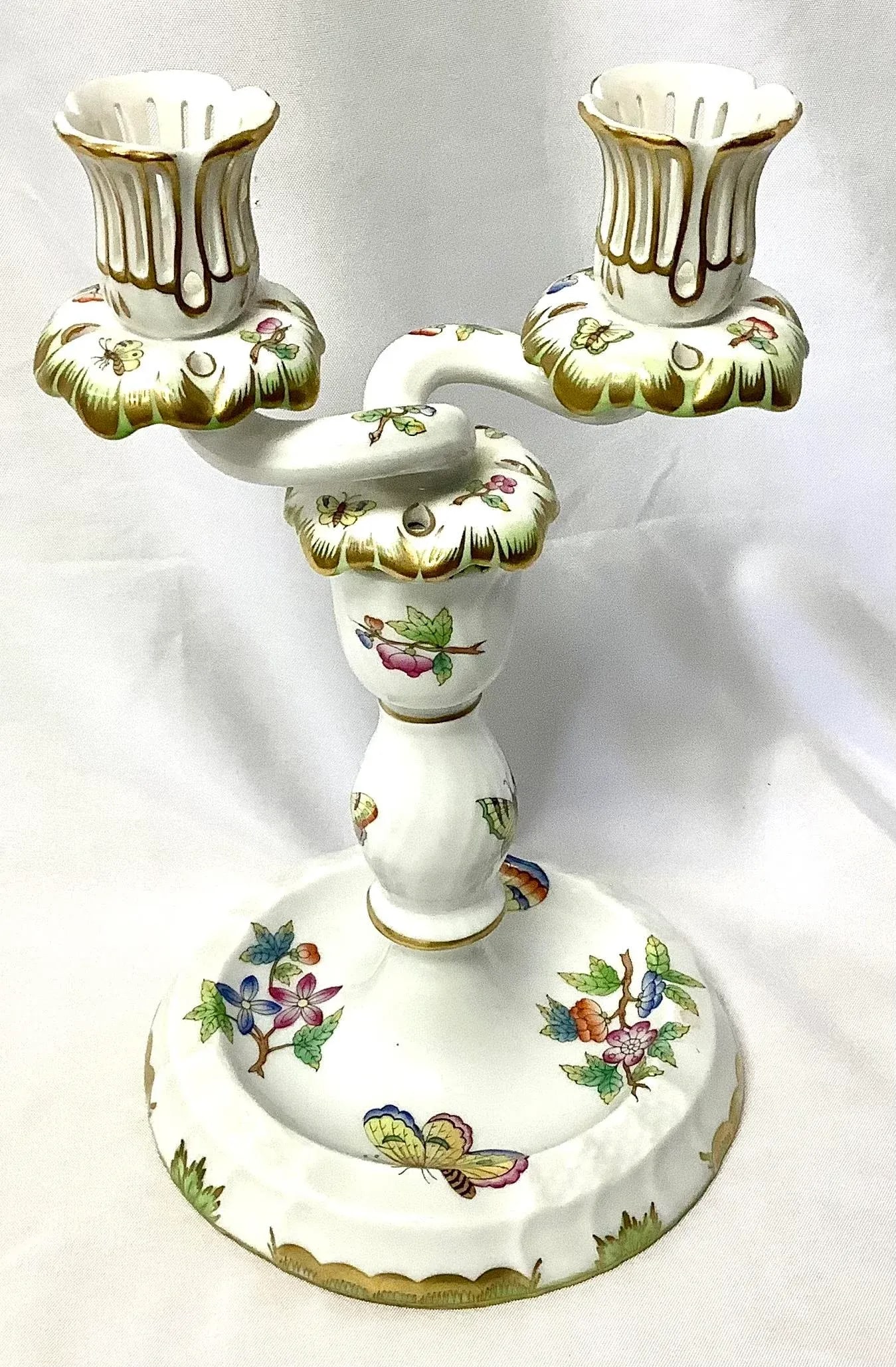 Herend Queen Victoria Porcelain Double Candlestick - 5